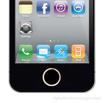 Replacement Golden Ring Aluminum Home Button for iPhone 4 (Black)